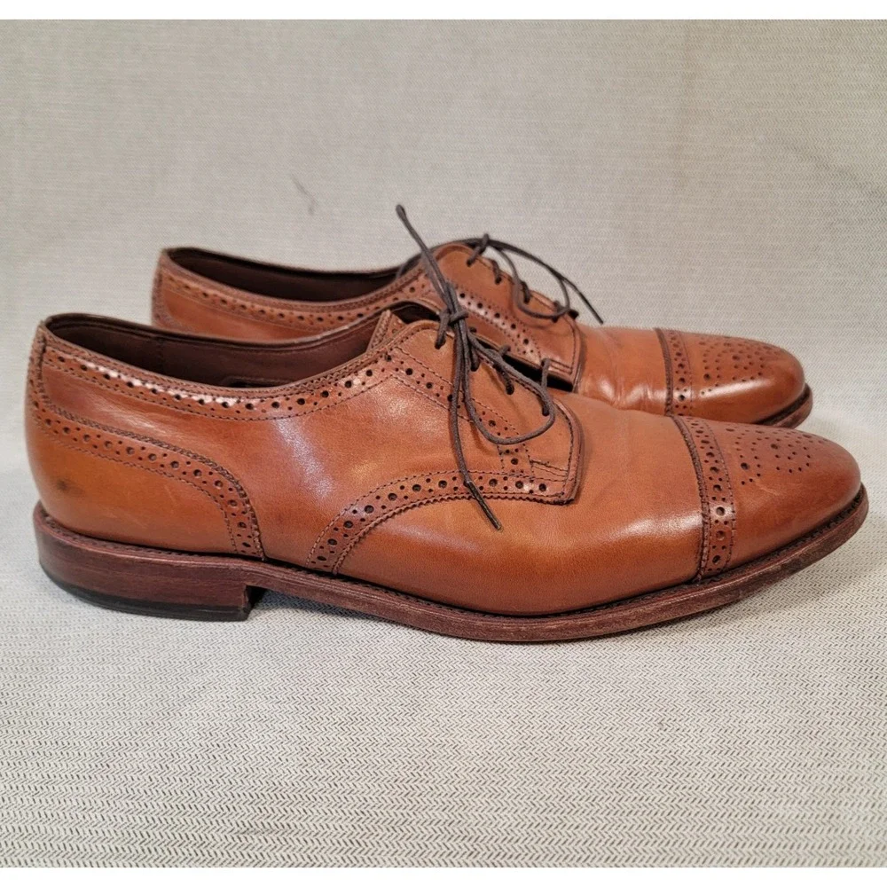 Allen Edmonds Sanford Leather Baroque Cap Toe Wingtip Oxford Lace-Up Shoes 10.5D